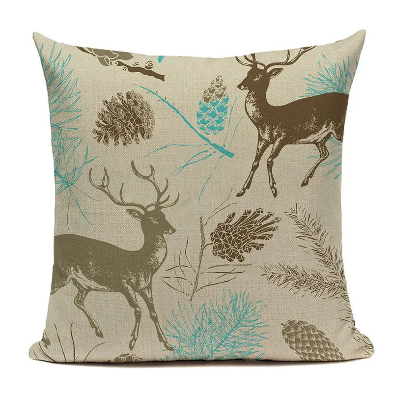 Cushion Covers Christmas Pillows Elk Throw Decorative  Pillow For Living Room Housse Coussin Christmas Decorations For Home