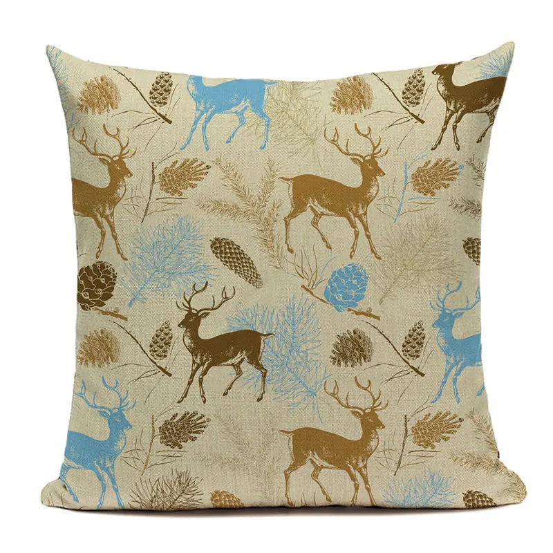  Cushion Covers Christmas Pillows Elk Throw Decorative  Pillow For Living Room Housse Coussin Christmas Decorations For Home