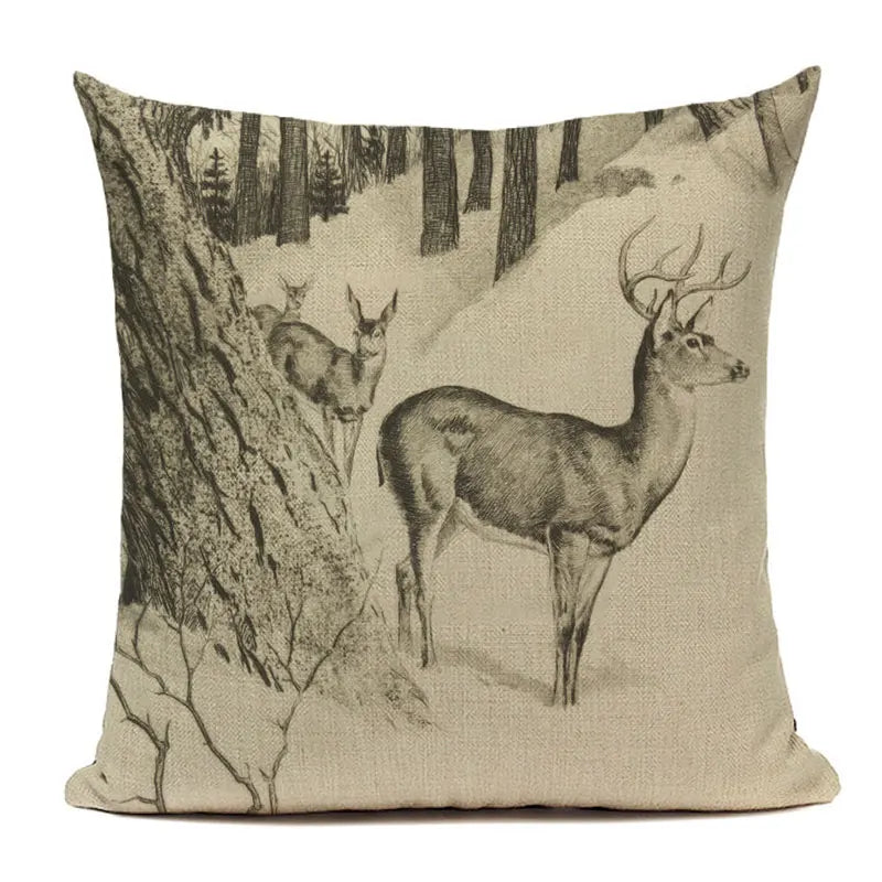  Cushion Covers Christmas Pillows Elk Throw Decorative  Pillow For Living Room Housse Coussin Christmas Decorations For Home