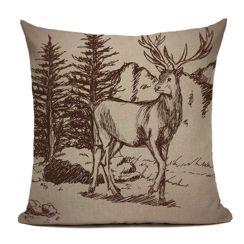  Cushion Covers Christmas Pillows Elk Throw Decorative  Pillow For Living Room Housse Coussin Christmas Decorations For Home