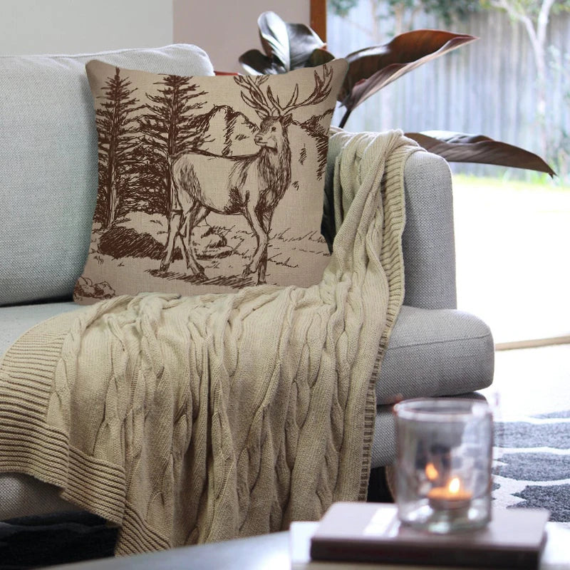 Cushion Covers Christmas Pillows Elk Throw Decorative  Pillow For Living Room Housse Coussin Christmas Decorations For Home