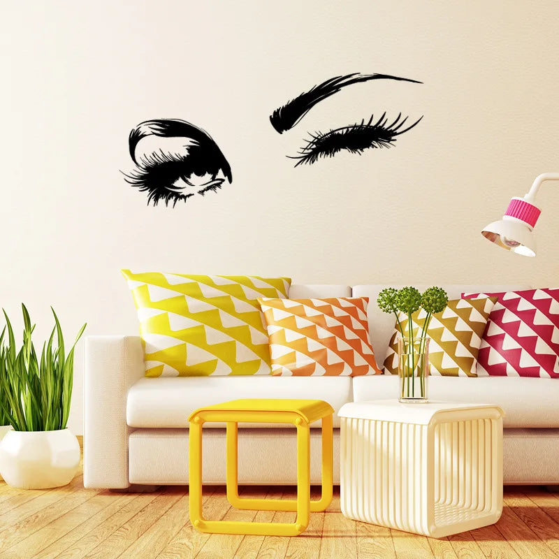 Wall Decals Beautiful Charming Eyes Lashes Wink Decor Wall Art Mural Vinyl Decal Stickers Interior Design Bedroom Sticker