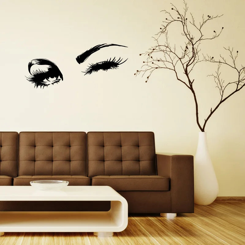 Wall Decals Beautiful Charming Eyes Lashes Wink Decor Wall Art Mural Vinyl Decal Stickers Interior Design Bedroom Sticker