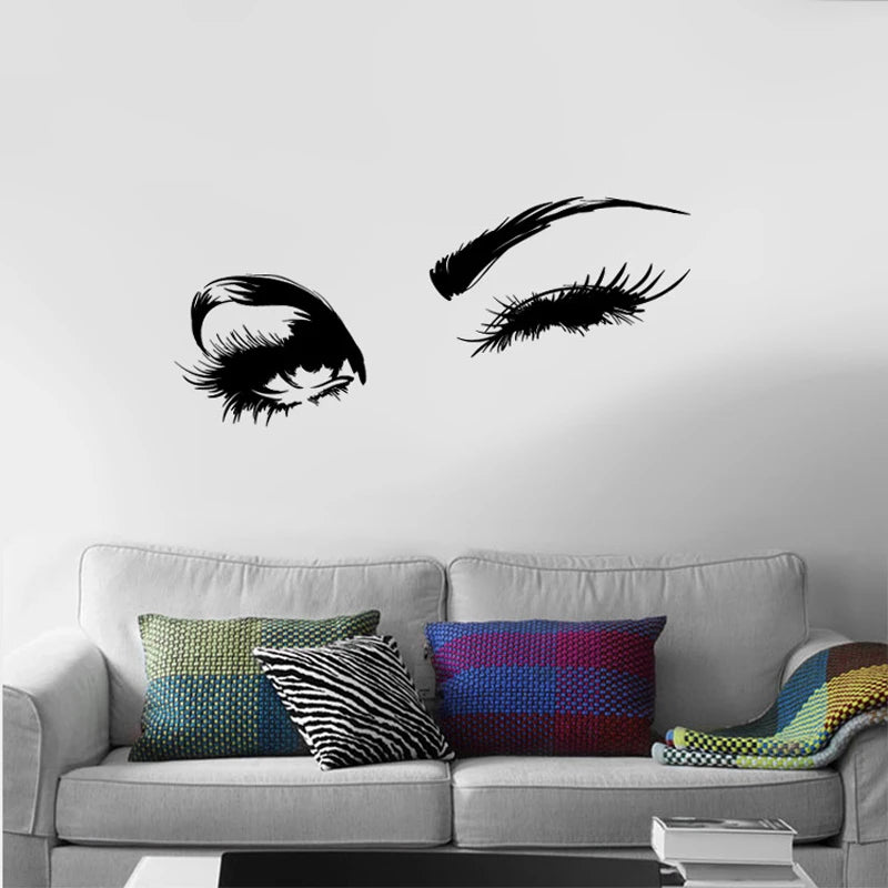 Wall Decals Beautiful Charming Eyes Lashes Wink Decor Wall Art Mural Vinyl Decal Stickers Interior Design Bedroom Sticker