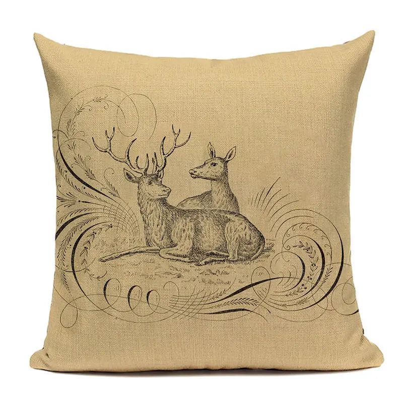  Cushion Covers Christmas Pillows Elk Throw Decorative  Pillow For Living Room Housse Coussin Christmas Decorations For Home