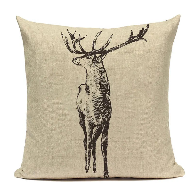  Cushion Covers Christmas Pillows Elk Throw Decorative  Pillow For Living Room Housse Coussin Christmas Decorations For Home