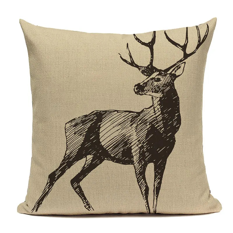  Cushion Covers Christmas Pillows Elk Throw Decorative  Pillow For Living Room Housse Coussin Christmas Decorations For Home