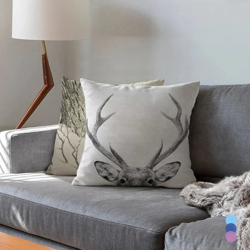  Cushion Covers Christmas Pillows Elk Throw Decorative  Pillow For Living Room Housse Coussin Christmas Decorations For Home
