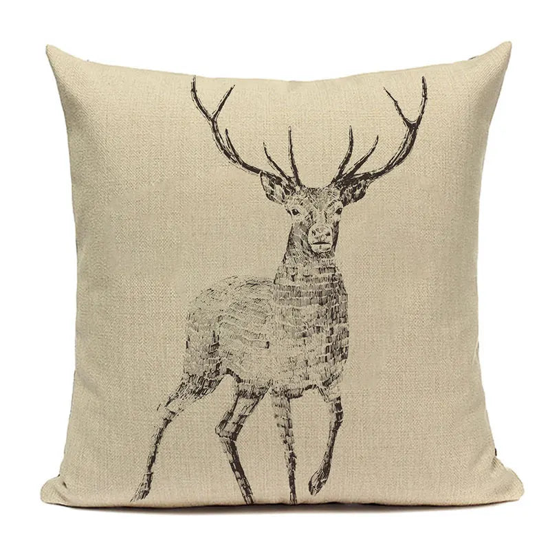  Cushion Covers Christmas Pillows Elk Throw Decorative  Pillow For Living Room Housse Coussin Christmas Decorations For Home