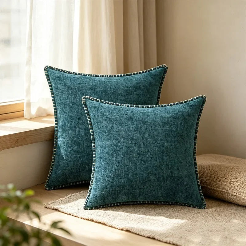 Black Cushion Cover Chenille Throw PillowCover 30/40/45cm Decorative Pillows for Sofa Bed Velvet Luxury Sofa Cushions Home Decor