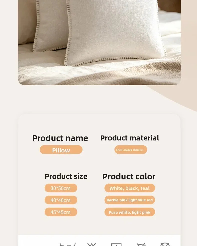 Black Cushion Cover Chenille Throw PillowCover 30/40/45cm Decorative Pillows for Sofa Bed Velvet Luxury Sofa Cushions Home Decor