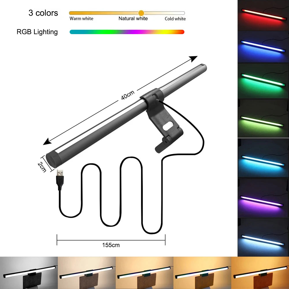 LED Monitor Light Bar – Dimmable, Optional RGB