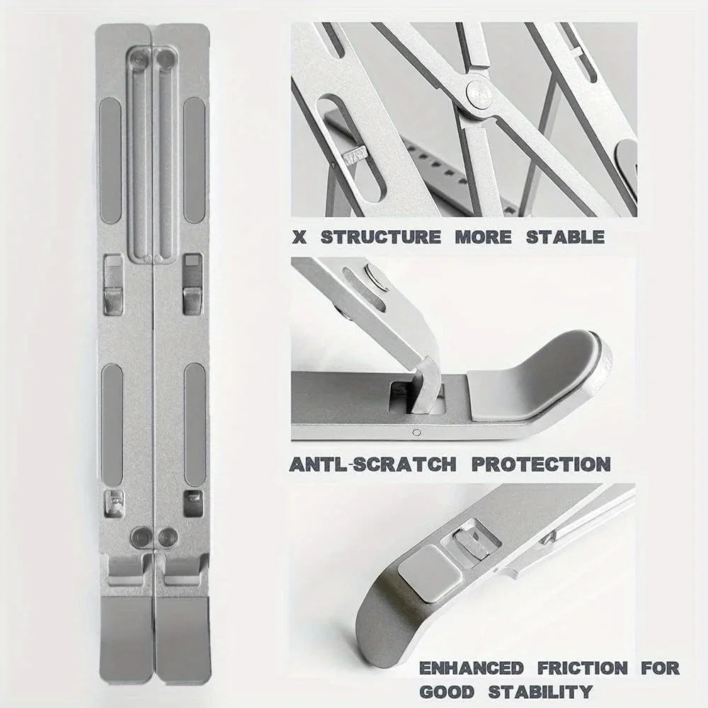 Adjustable Aluminium Laptop Stand – Foldable, 6 Heights (8–16")