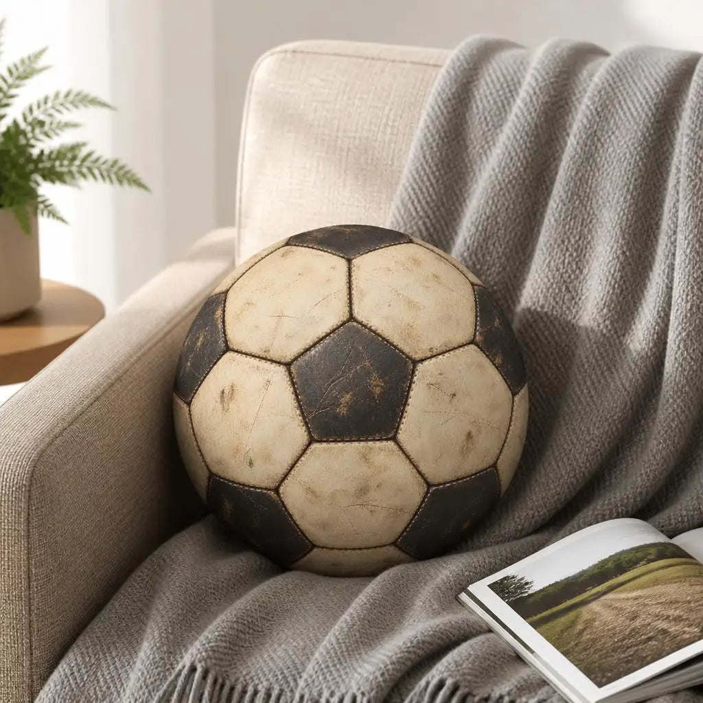 Vintage Football Cushion – Round Throw Pillow