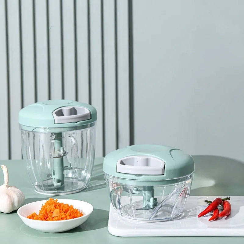 Hand-Pull Garlic & Onion Chopper (500ml / 900ml) + Garlic Press