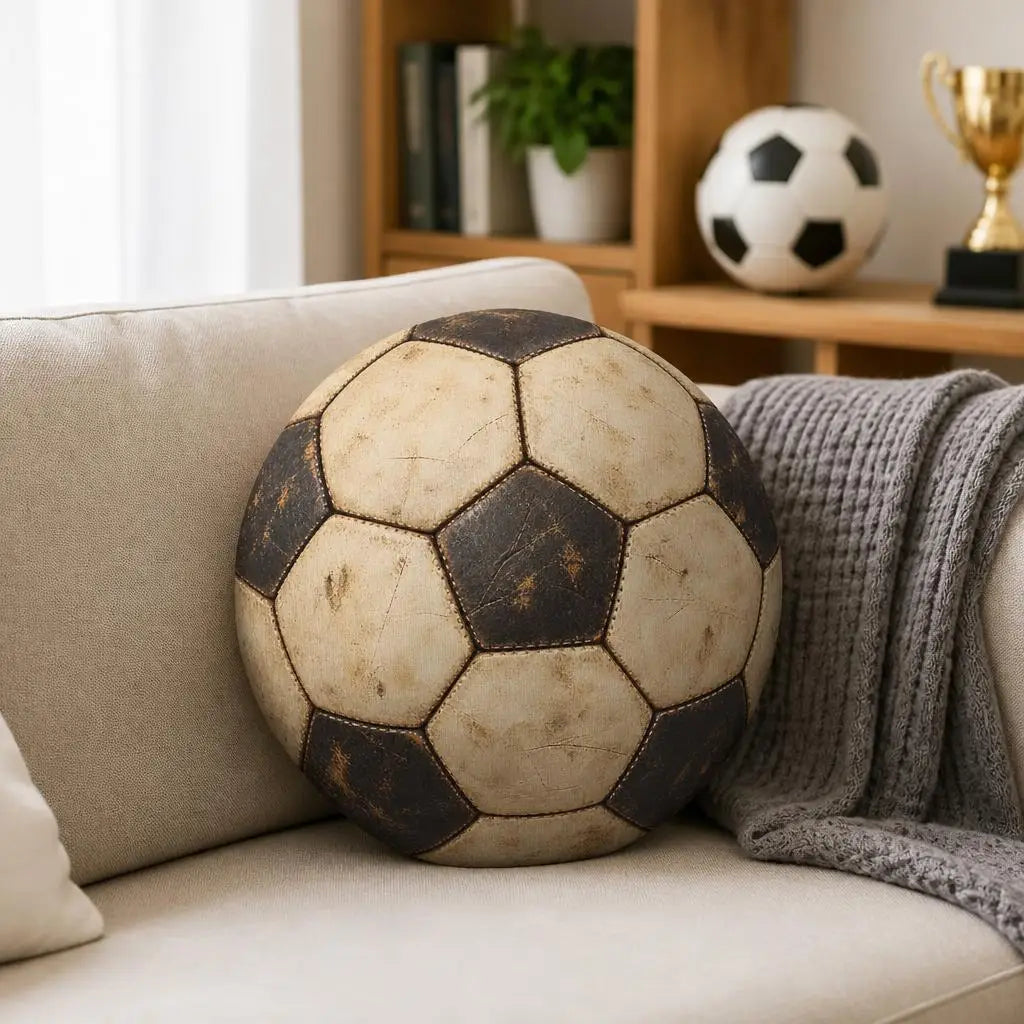 Vintage Football Cushion – Round Throw Pillow