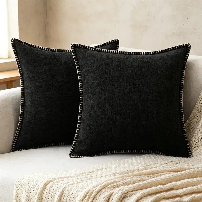 Black Cushion Cover Chenille Throw PillowCover 30/40/45cm Decorative Pillows for Sofa Bed Velvet Luxury Sofa Cushions Home Decor