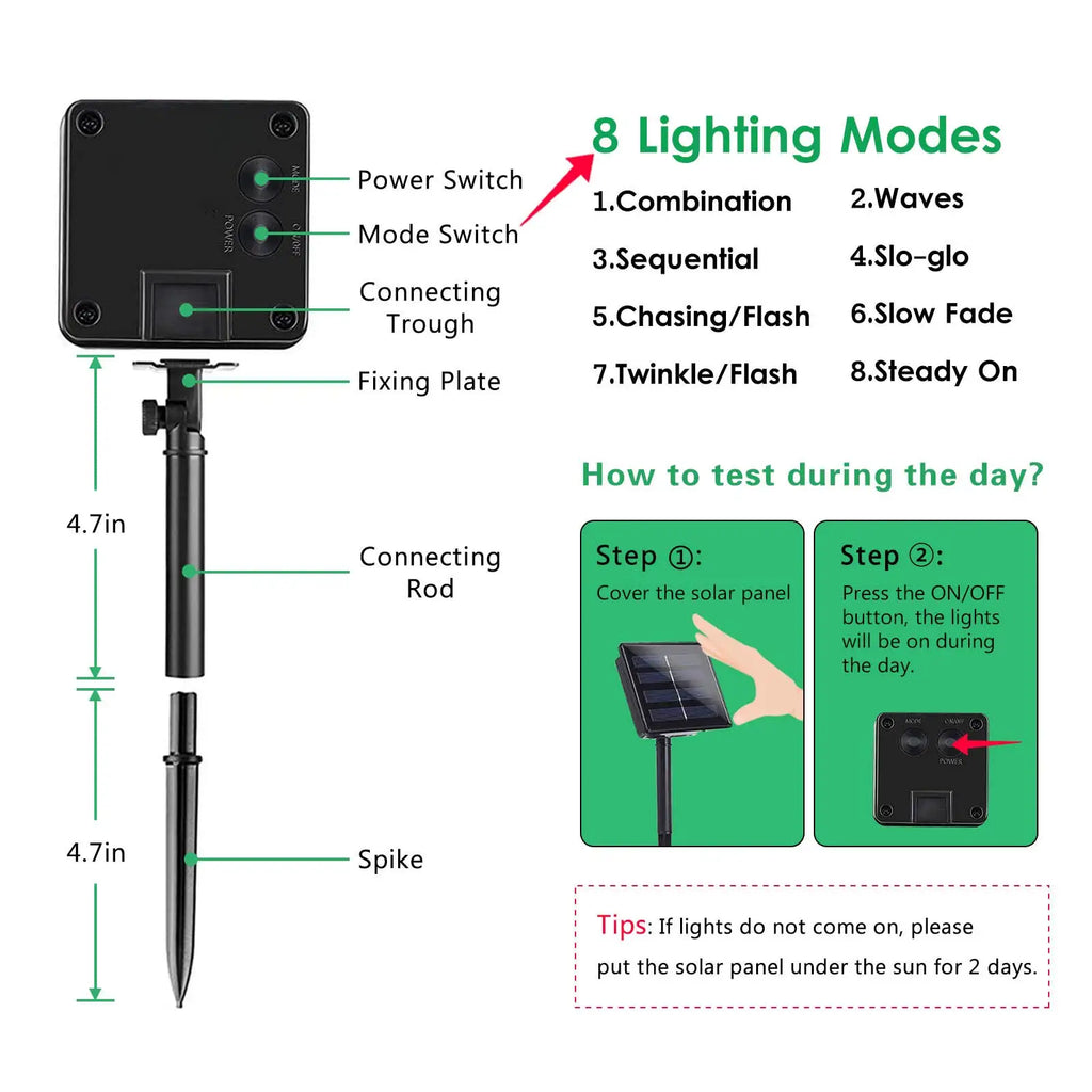 Solar Outdoor Fairy Lights – Waterproof, 8 Modes