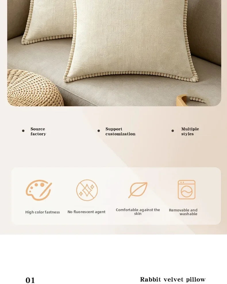 Black Cushion Cover Chenille Throw PillowCover 30/40/45cm Decorative Pillows for Sofa Bed Velvet Luxury Sofa Cushions Home Decor
