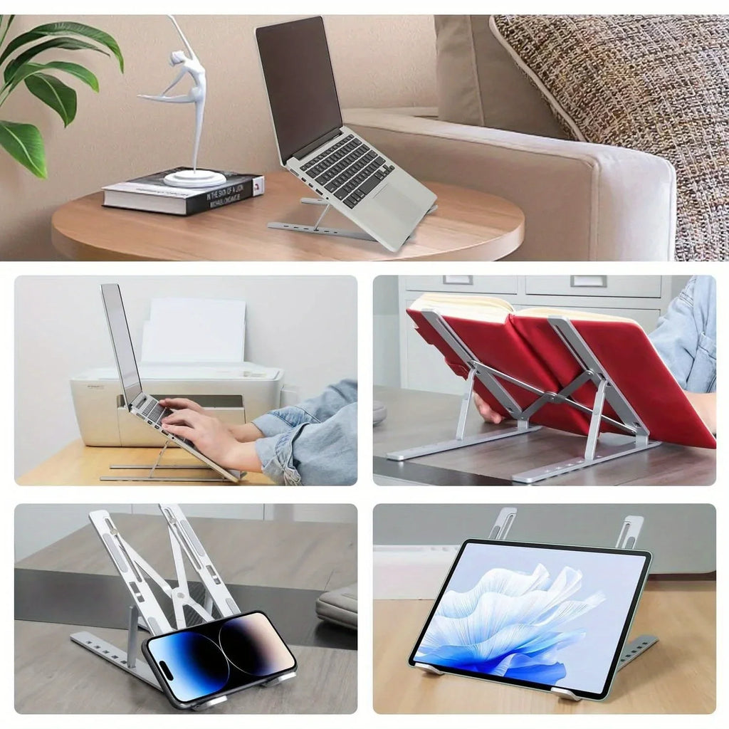 Adjustable Aluminium Laptop Stand – Foldable, 6 Heights (8–16")