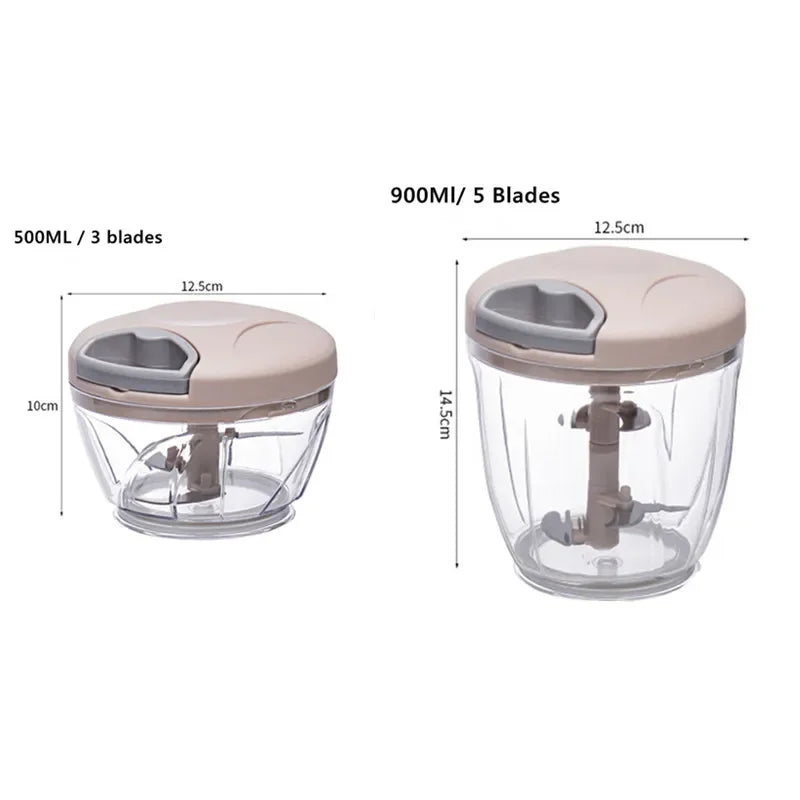 Hand-Pull Garlic & Onion Chopper (500ml / 900ml) + Garlic Press