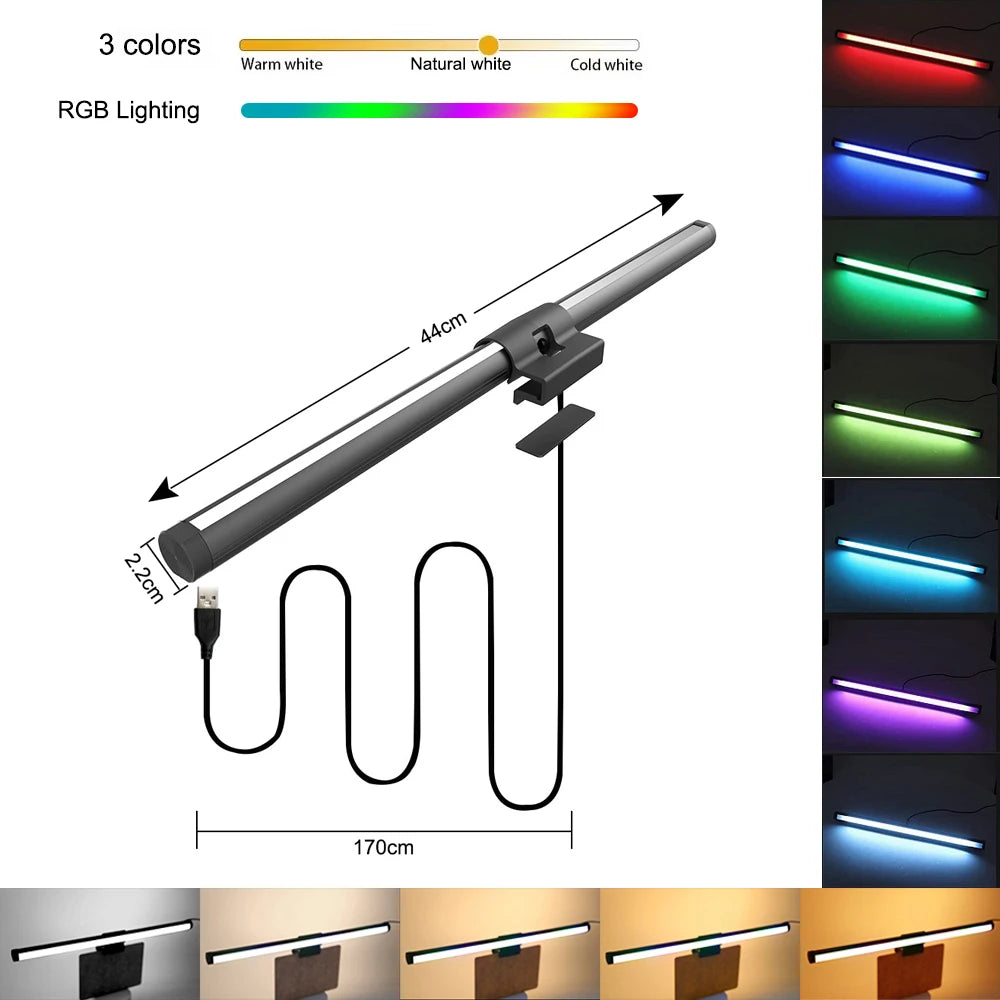 LED Monitor Light Bar – Dimmable, Optional RGB