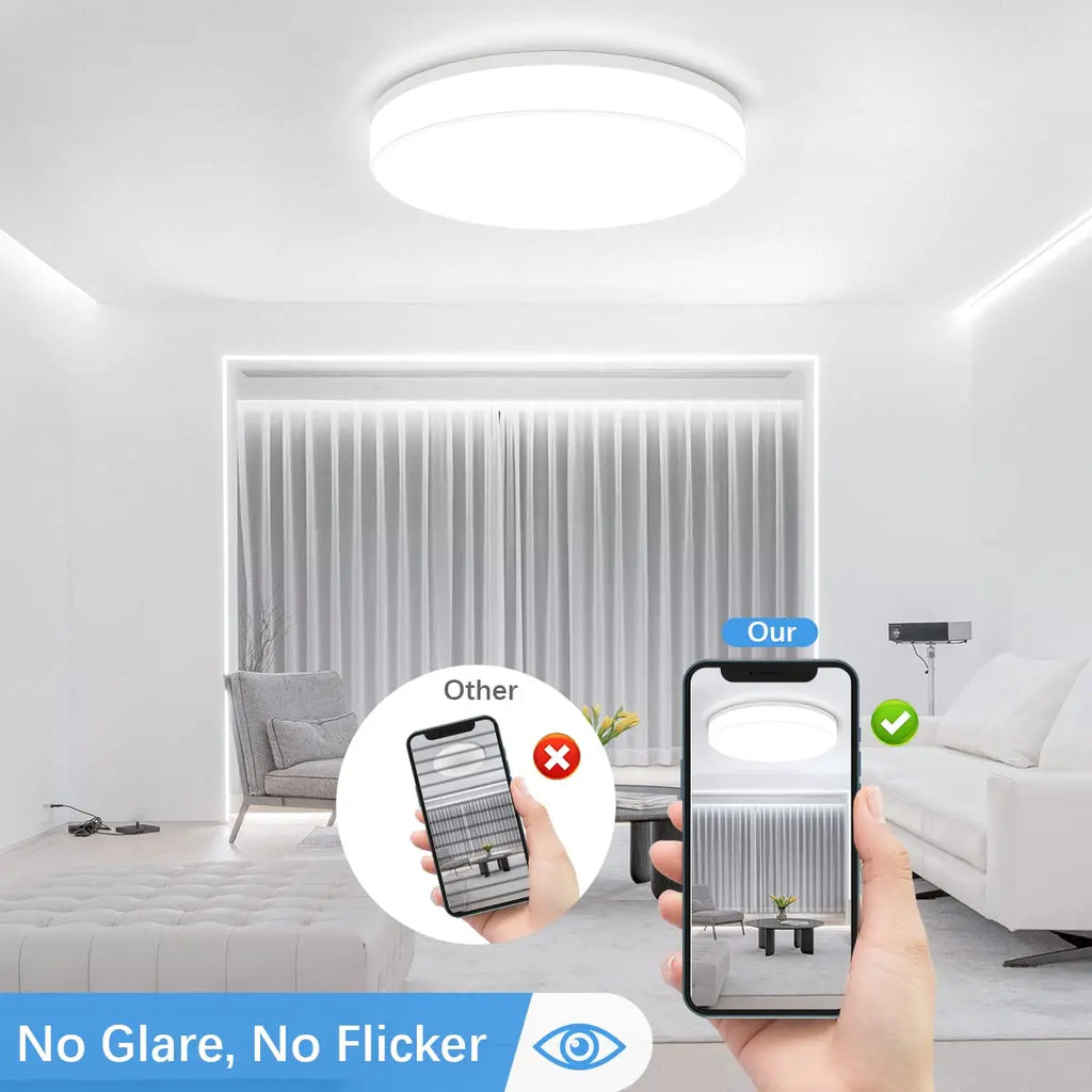 Round LED Ceiling Light – Slim Flush Mount (18–48W)