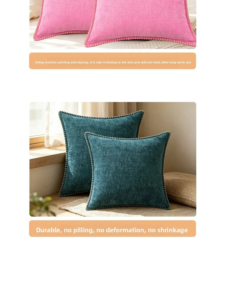Black Cushion Cover Chenille Throw PillowCover 30/40/45cm Decorative Pillows for Sofa Bed Velvet Luxury Sofa Cushions Home Decor