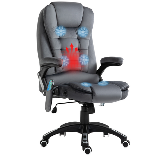 Grey Reclining Massage Chair with Heating and Headrest