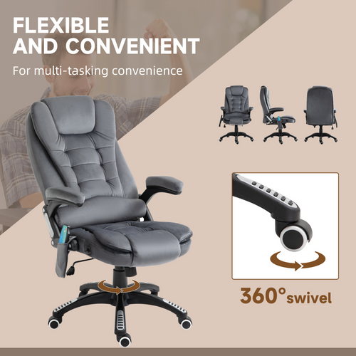 Grey Reclining Massage Chair with Heating and Headrest