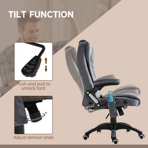 Grey Reclining Massage Chair with Heating and Headrest